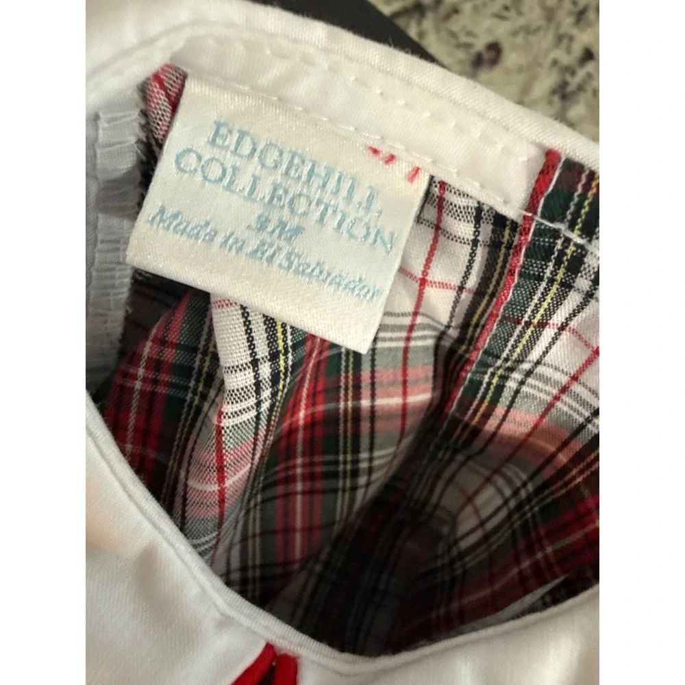 Edgehill Collection Plaid Bubble Romper Baby Boy 3M Red White Tartan Holiday